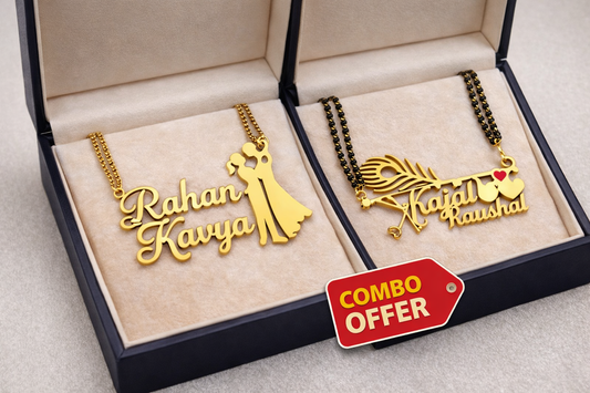 Custom couple Name mangalsutra – Personalized Gold Name mangalsutra for Lovers