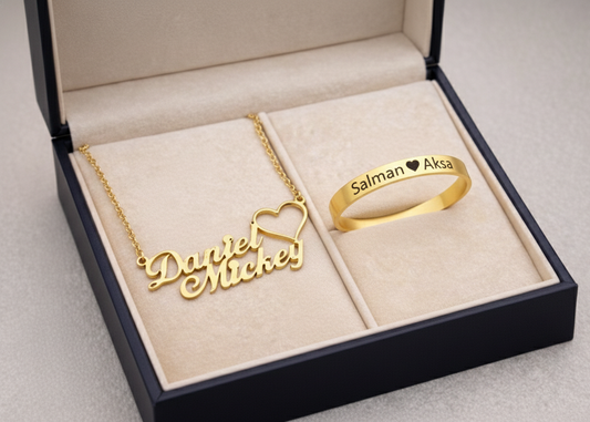 Custom couple Name Chain – Combo pendant or Bracelet