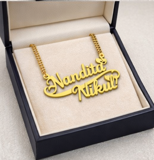 Custom Couple Name Necklace – Personalized Gold Name Pendant for Lovers